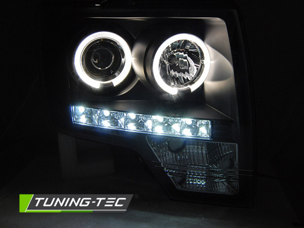 LED Angel Eyes Scheinwerfer für Ford F150 MK12 08-14 schwarz